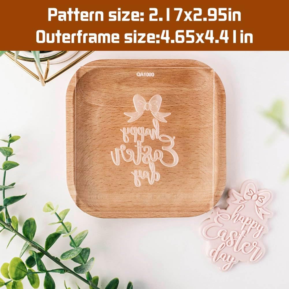JOONOR Happy Easter Cookie Cutter with Embosser Mold Set 1
