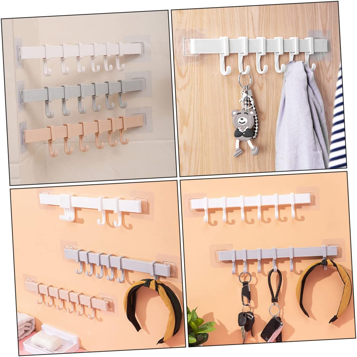 NUOBESTY 3pcs Rotatable Adhesive Hooks Organizer
