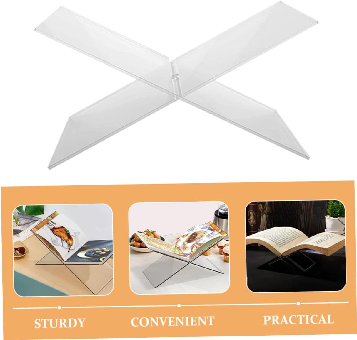 OKUMEYR Acrylic Cookbook Stand Book Holder Display Stand