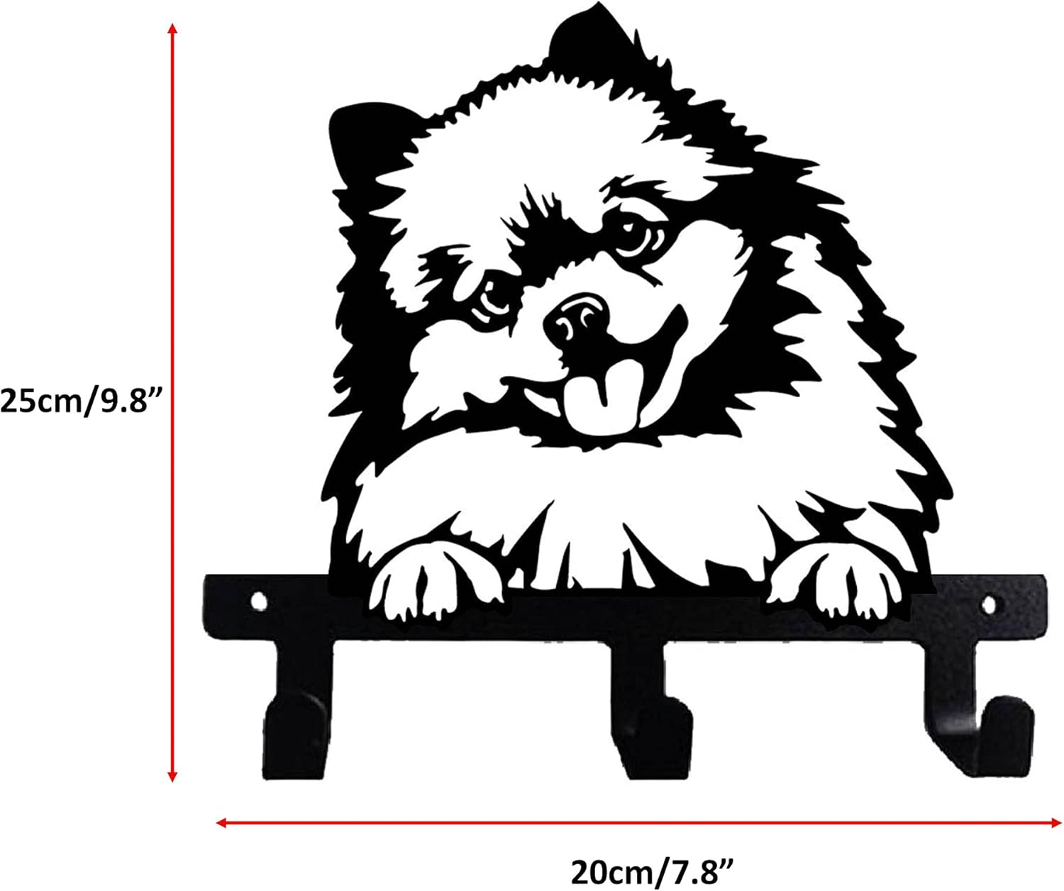 Pomeranian Pom Pom Shaped Black Metal Key Hook
