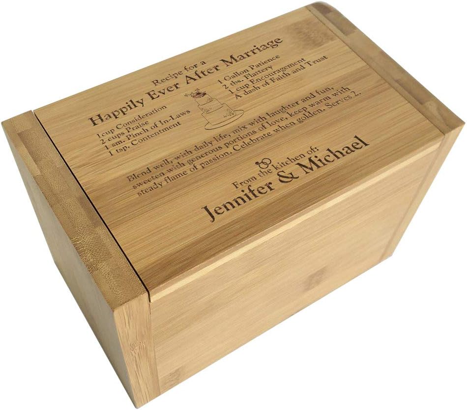Personalized Engraved Recipe Box - Maple Wood 300 Card Capacity