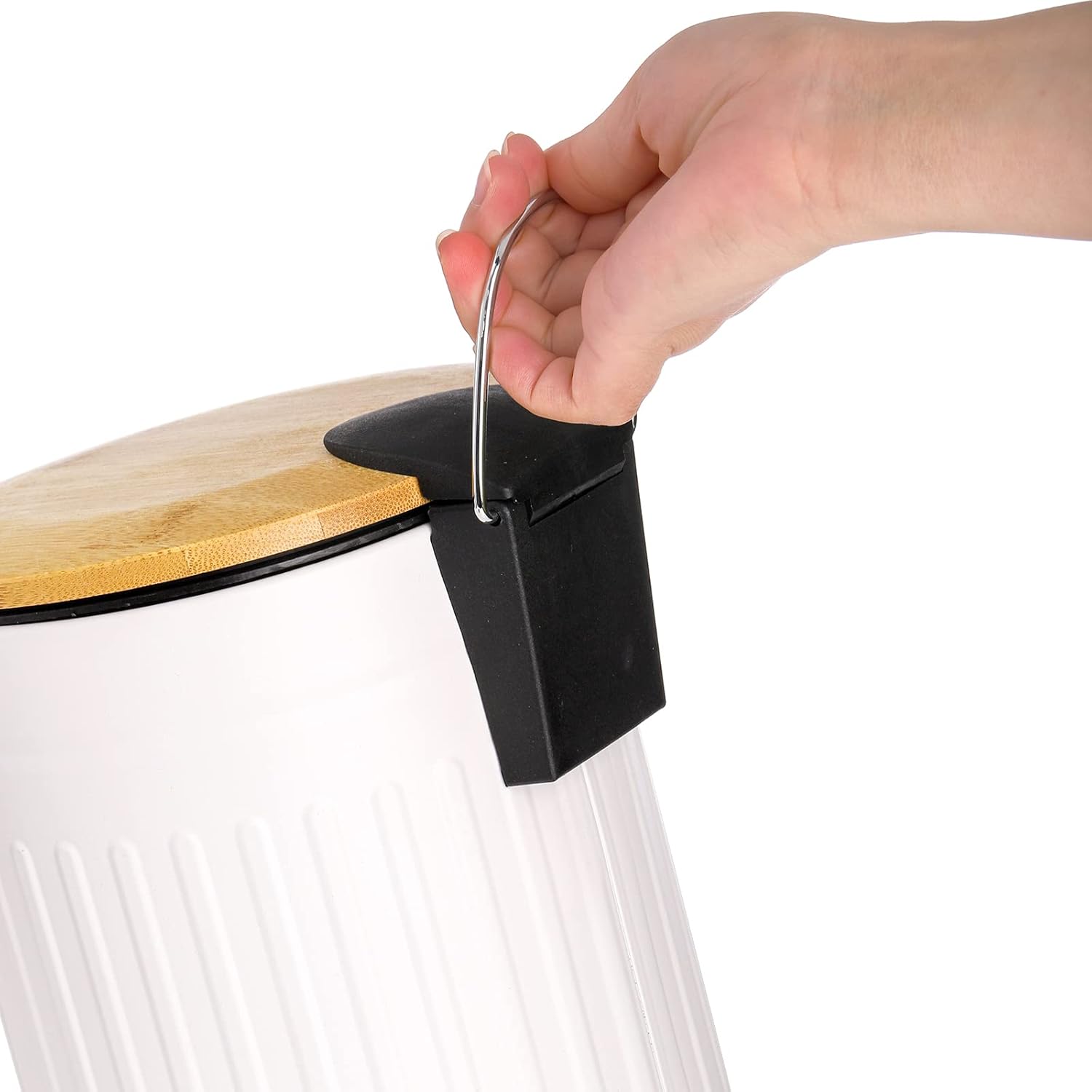 AVLA 2 Liter Step Trash Can with Bamboo Lid
