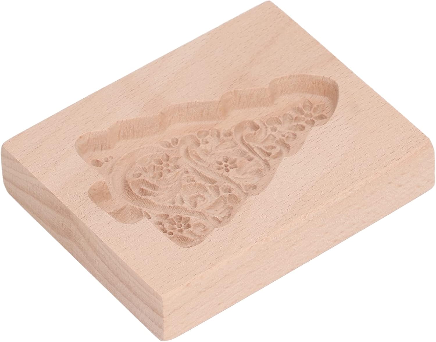 Carved Wooden Cookie Cutter with Xmas Tree Design