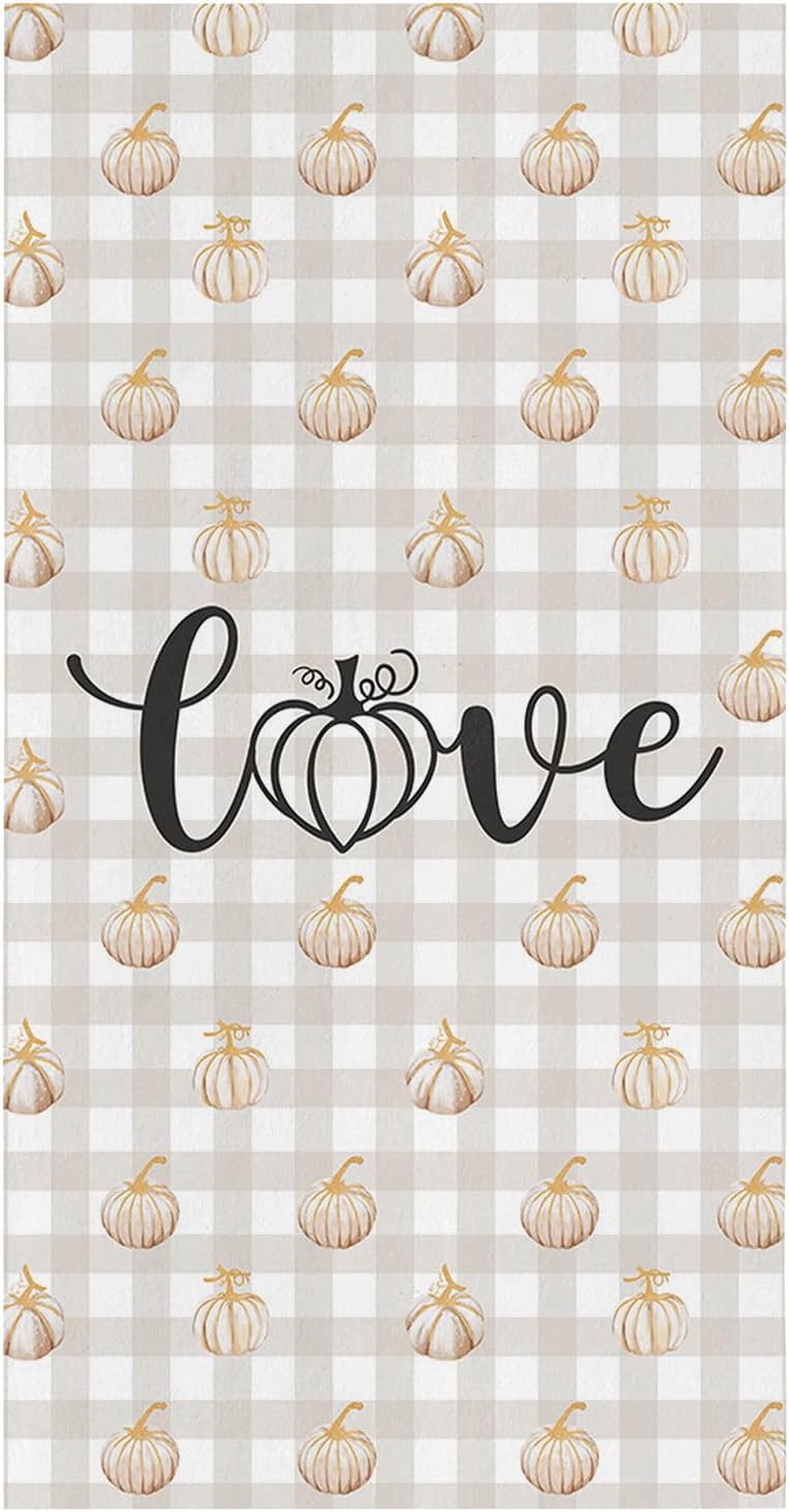 ZOE GARDEN Thanksgiving Love Kitchen Towel 18x28 Plaid Quick Dry Absorbent Durable