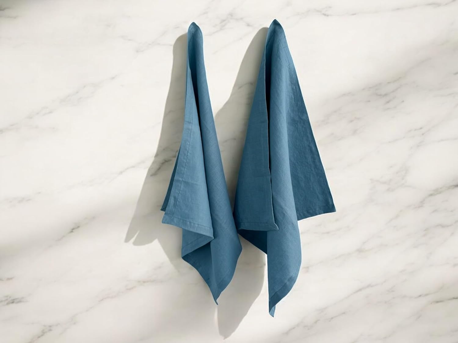 Eight Owls Linen Dish Towels - Set of 2 20x27 Inch Blue Bay