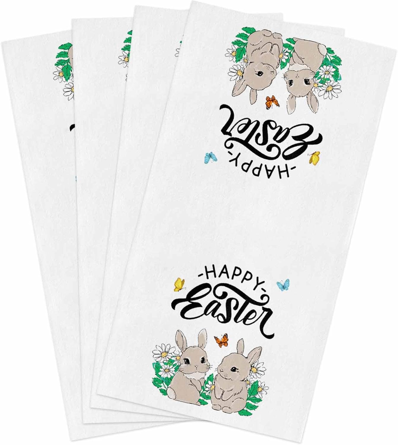 ZOE GARDEN Easter Brown Bunny Kitchen Towels 4-PC 18x28