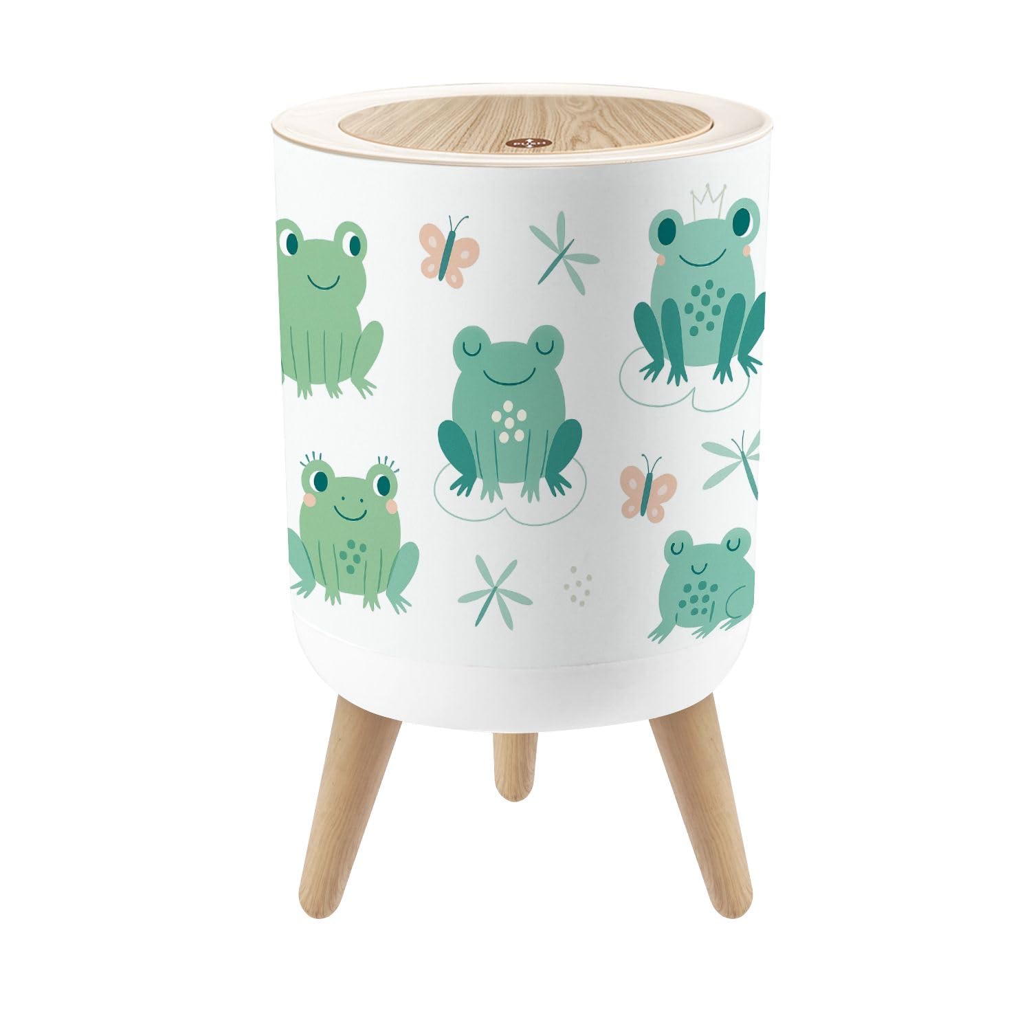 Cute Pink Frogs Trash Can 18 Gallon Dog Proof