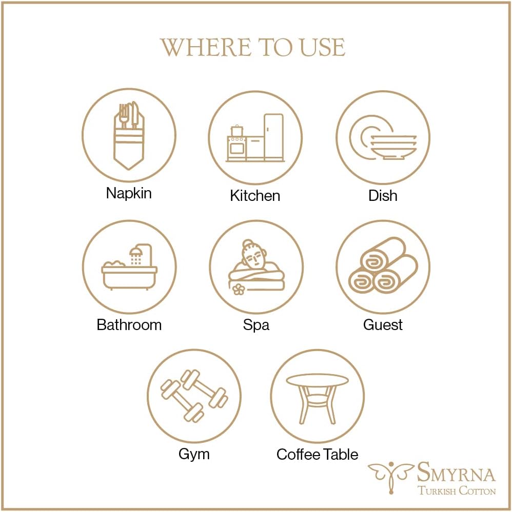 SMYRNA TURKISH COTTON Dish Towels Pack of 6 12x12 Inch