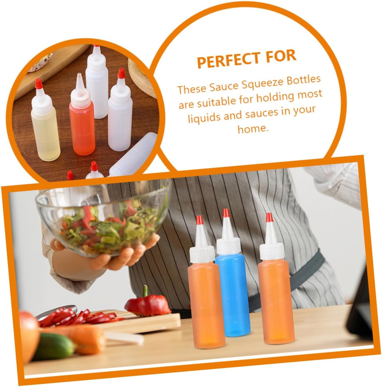 HOLIDYOYO 2oz Mini Condiment Squeeze Bottles Airtight Lid