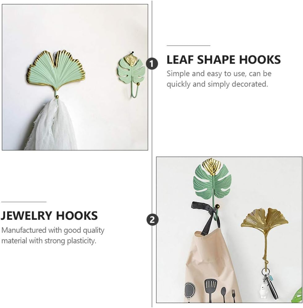 3 Pcs Wrought Iron Tropical Leaf Hooks for Home and Office