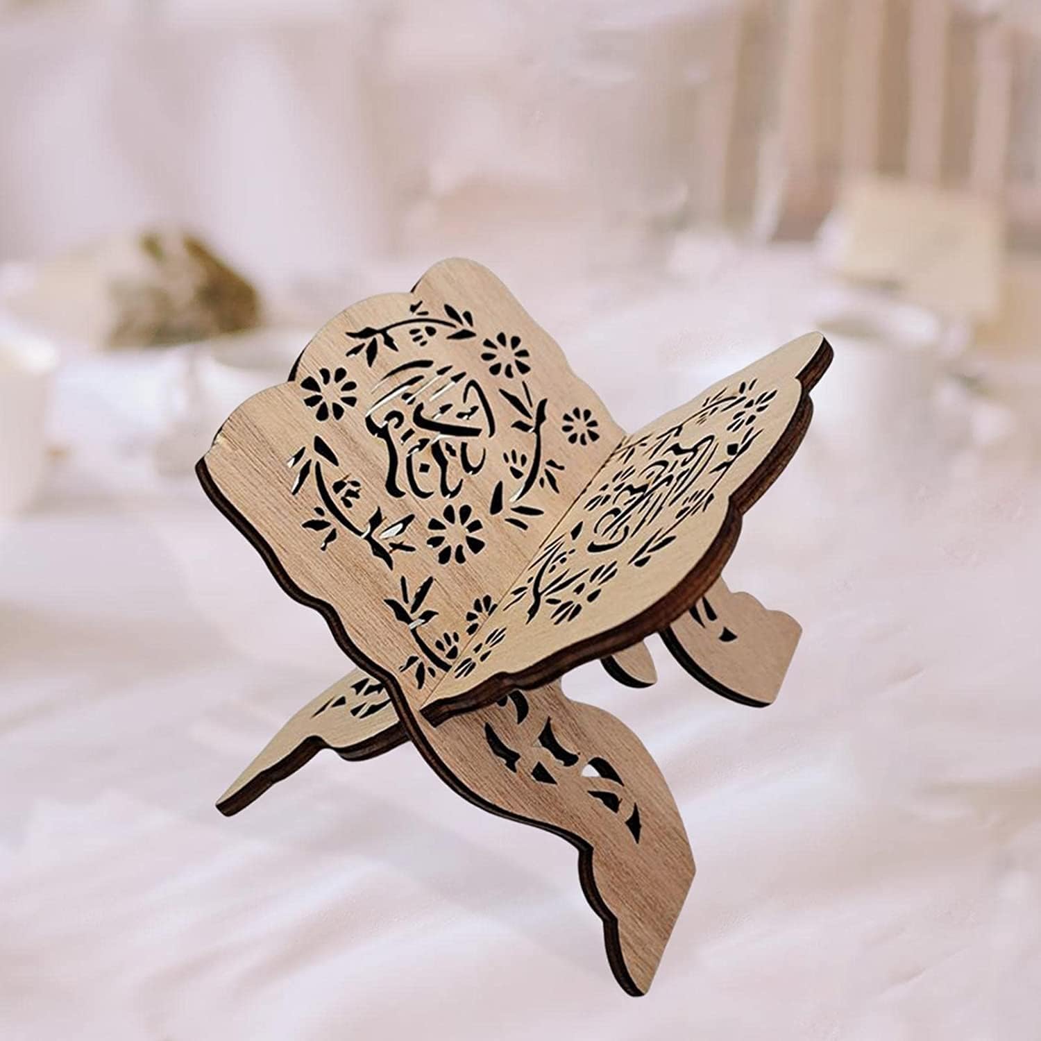 Joylern Miniature Wood Book Stand for Eid Mubarak