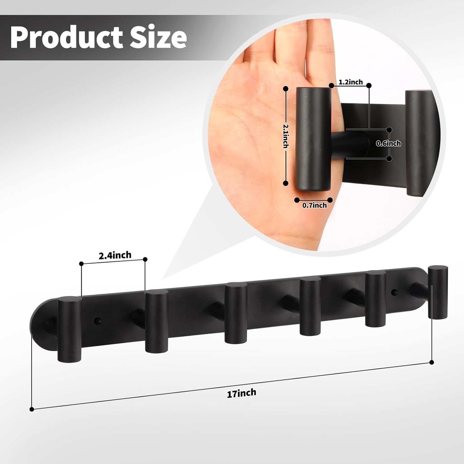 Topspeeder 2 Pcs Wall Mount Coat Rack with 6 Hooks