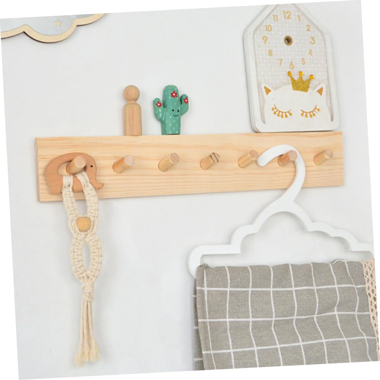 Luxshiny 1Pc Nordic Style Wooden Wall Hook