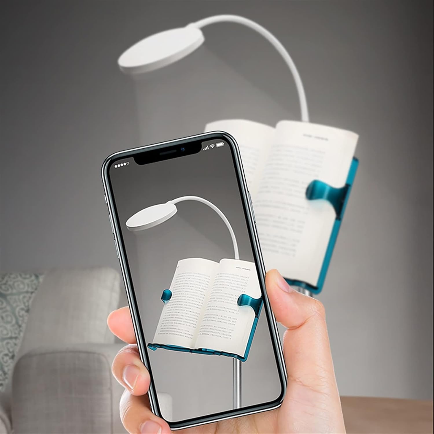 ZJDYDY Green Adjustable Floor Bookstand with Lights