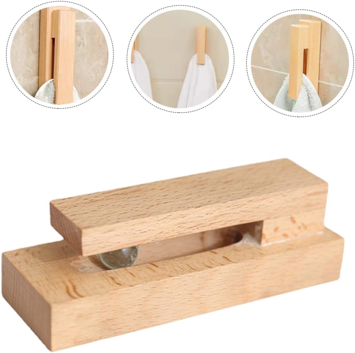 Alipis 4pcs Solid Wood Towel Hooks Wall Mount Decorative Hangers
