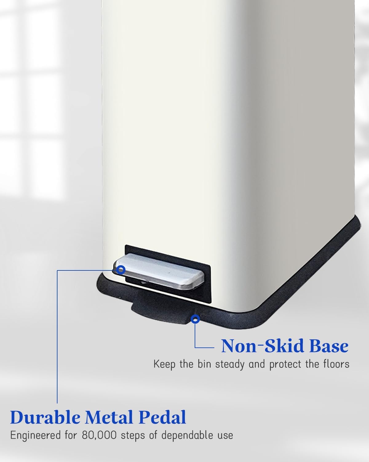 Stainless Steel 10L Trash Can with Lid for Bathroom and Kitchen