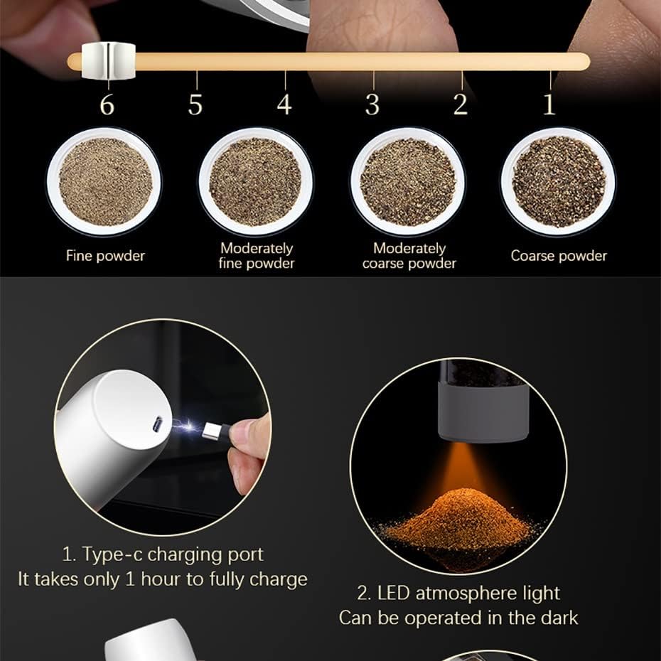 GAELOP 2Pcs Electric Pepper Salt Grinder Set