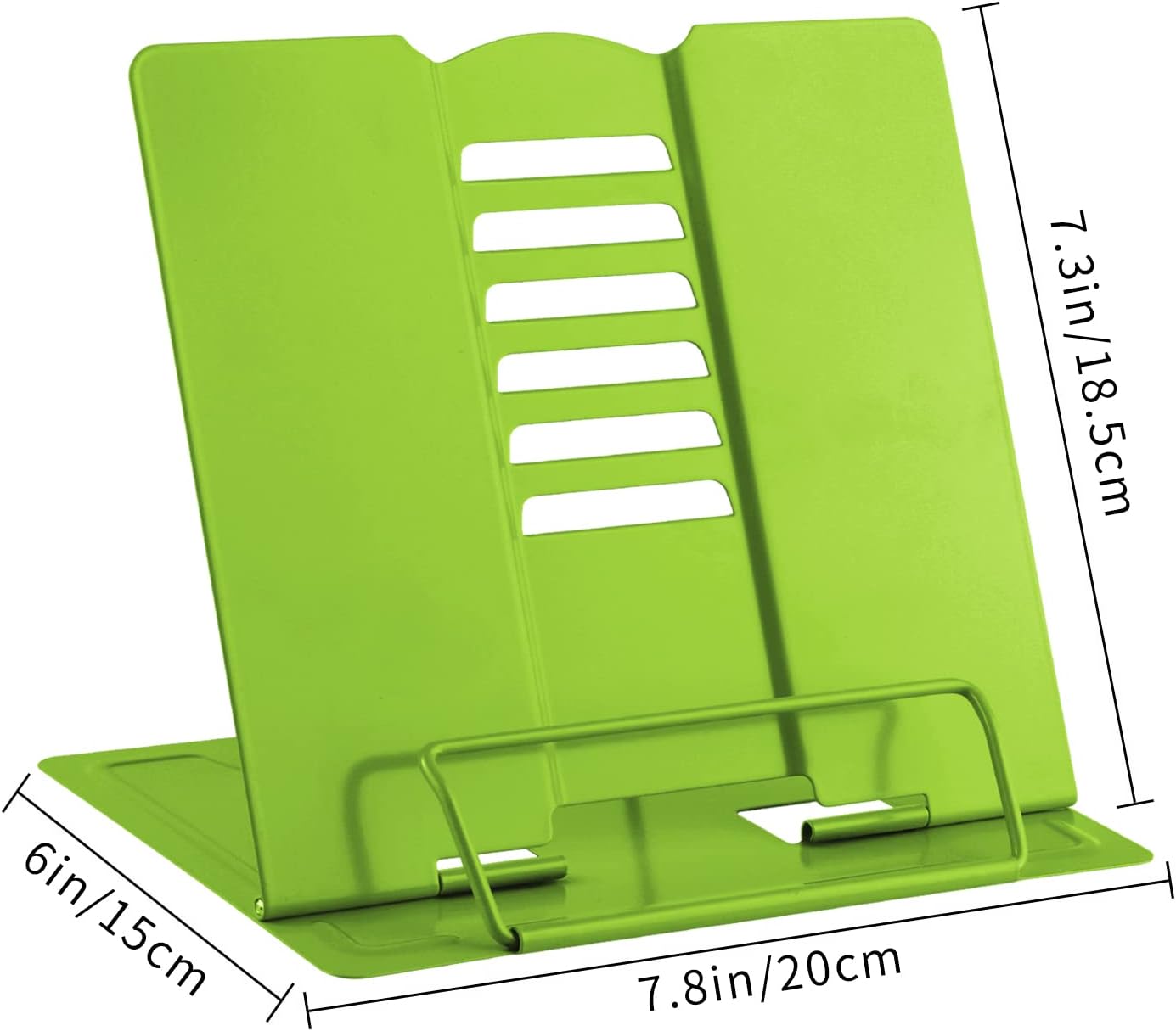 MSDADA Adjustable Metal Book Stand with Page Clips - Green