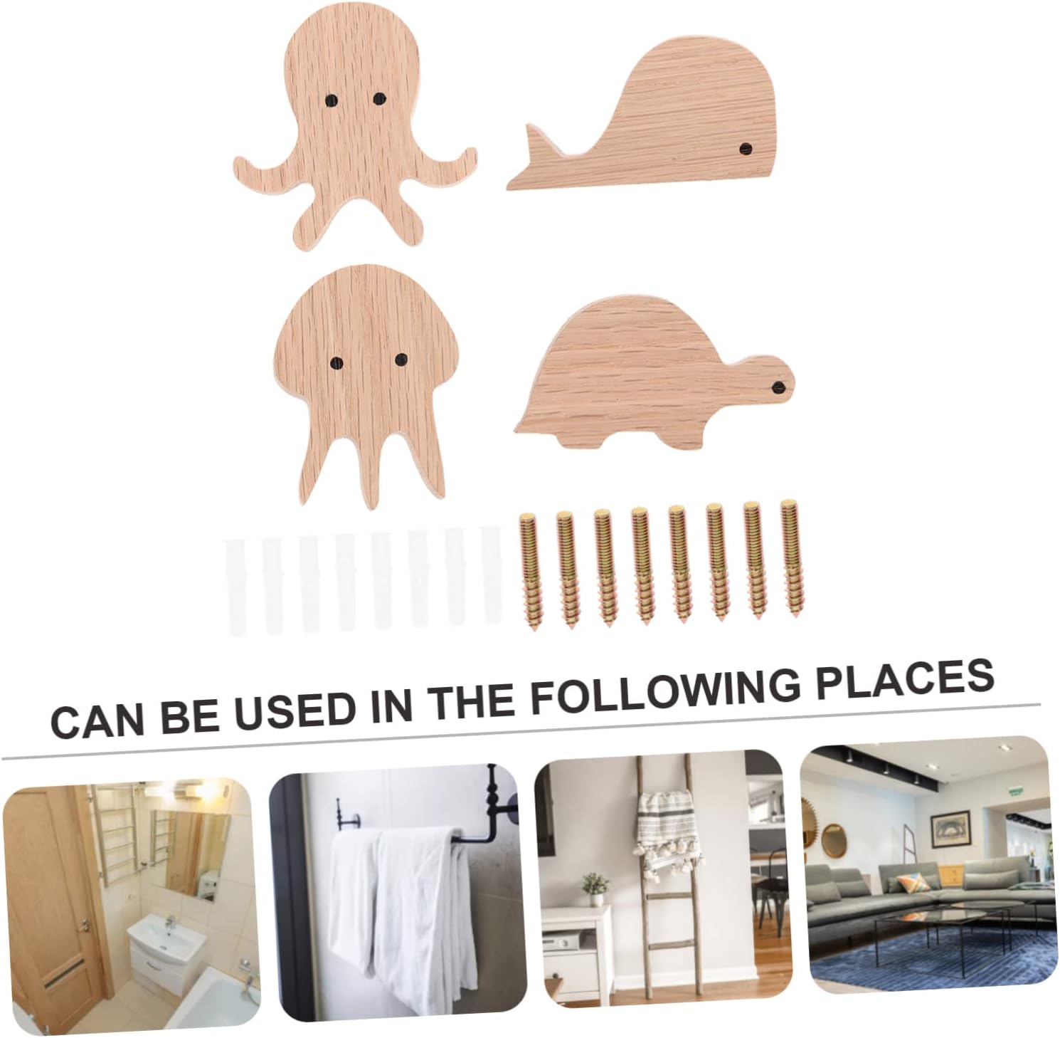 Sosoport Animal Wall Hooks with Oak Design