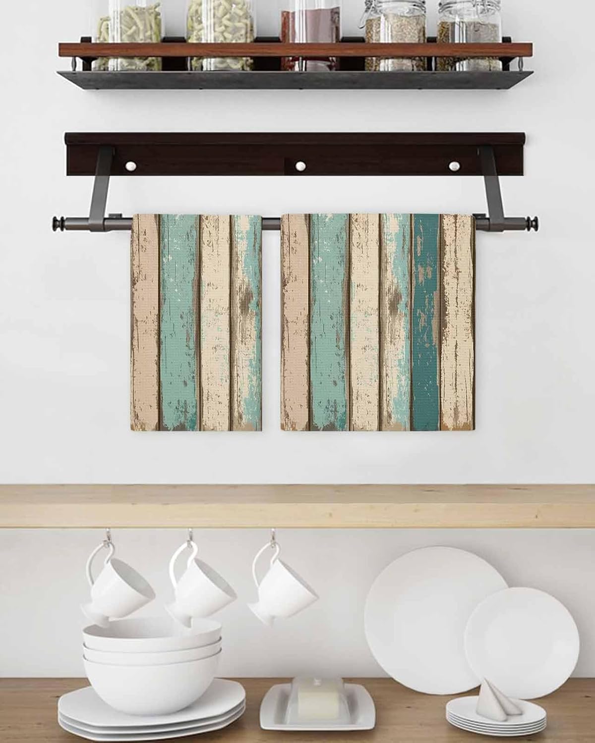 Falaniique Turquoise Aqua Waffle Towel Set of 3 1