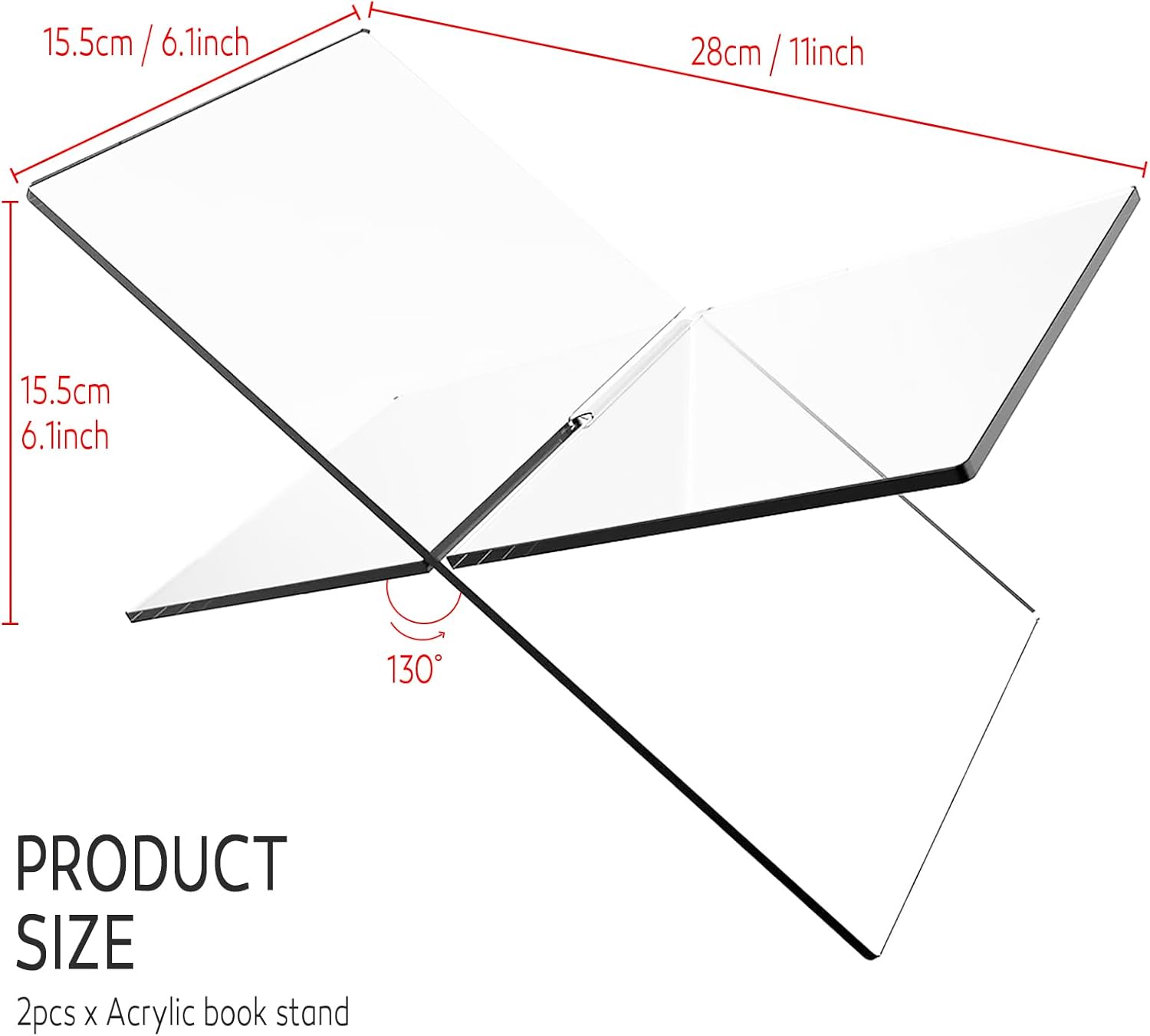 Fincoly Acrylic Book Stand for Kitchen Counter and Coffee Table