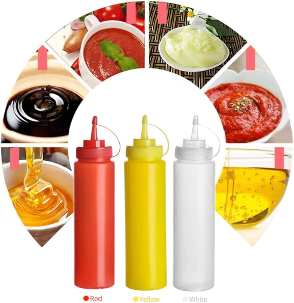 DCMINI 3-Pack Squeeze Bottles BPA Free Reusable Dishwasher Safe