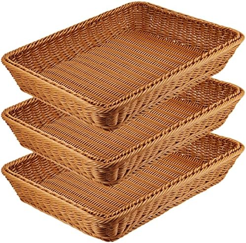 MANCHAP 3PCS 16 Inch Poly Wicker Bread Baskets