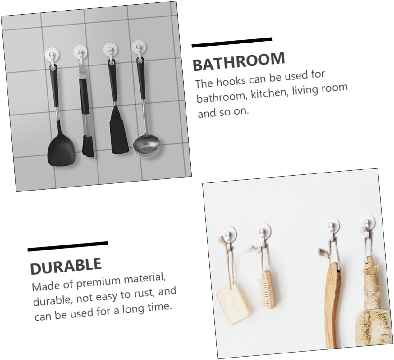 Cabilock 3Pcs Adhesive Door Hooks for Bathroom Kitchen 1