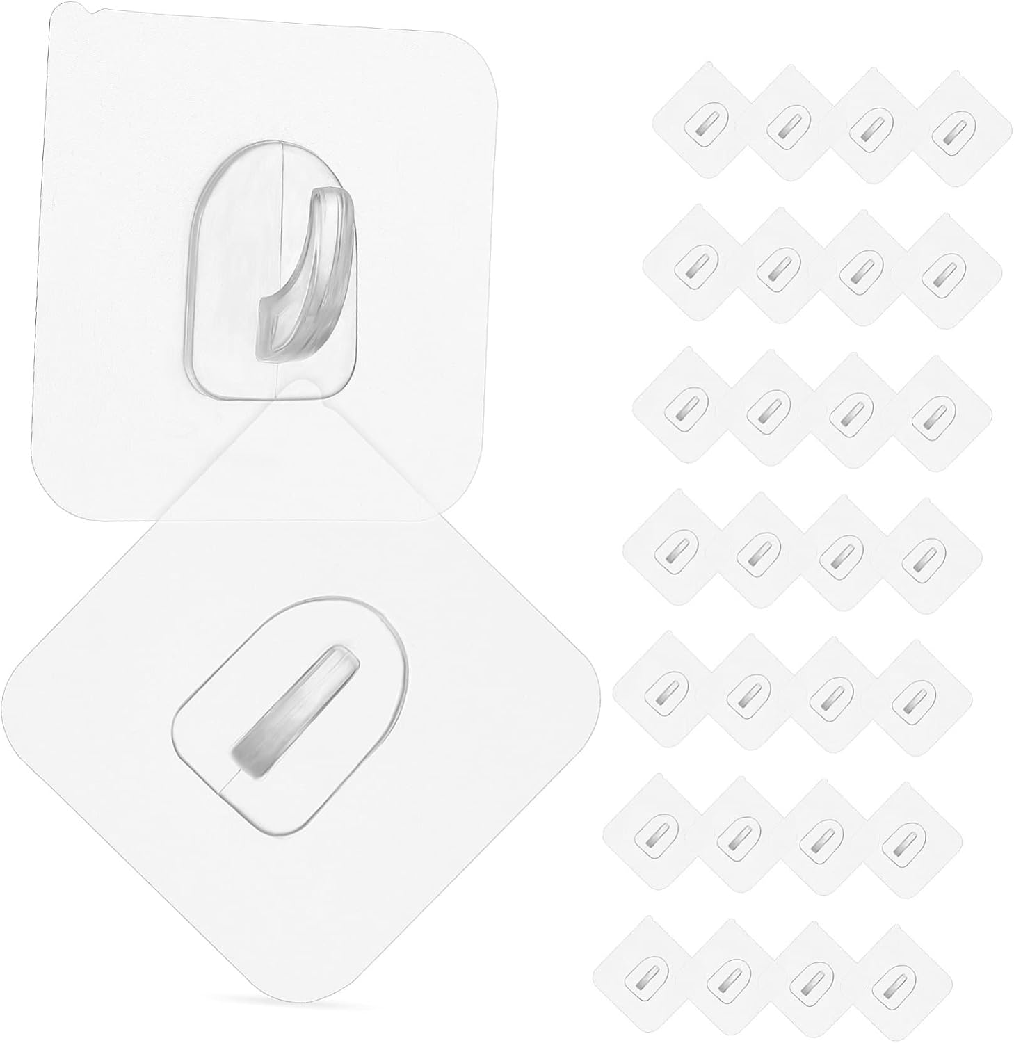 HOMSFOU 30pcs Self-Adhesive Wall Hooks for Kitchen Bathroom Living Room