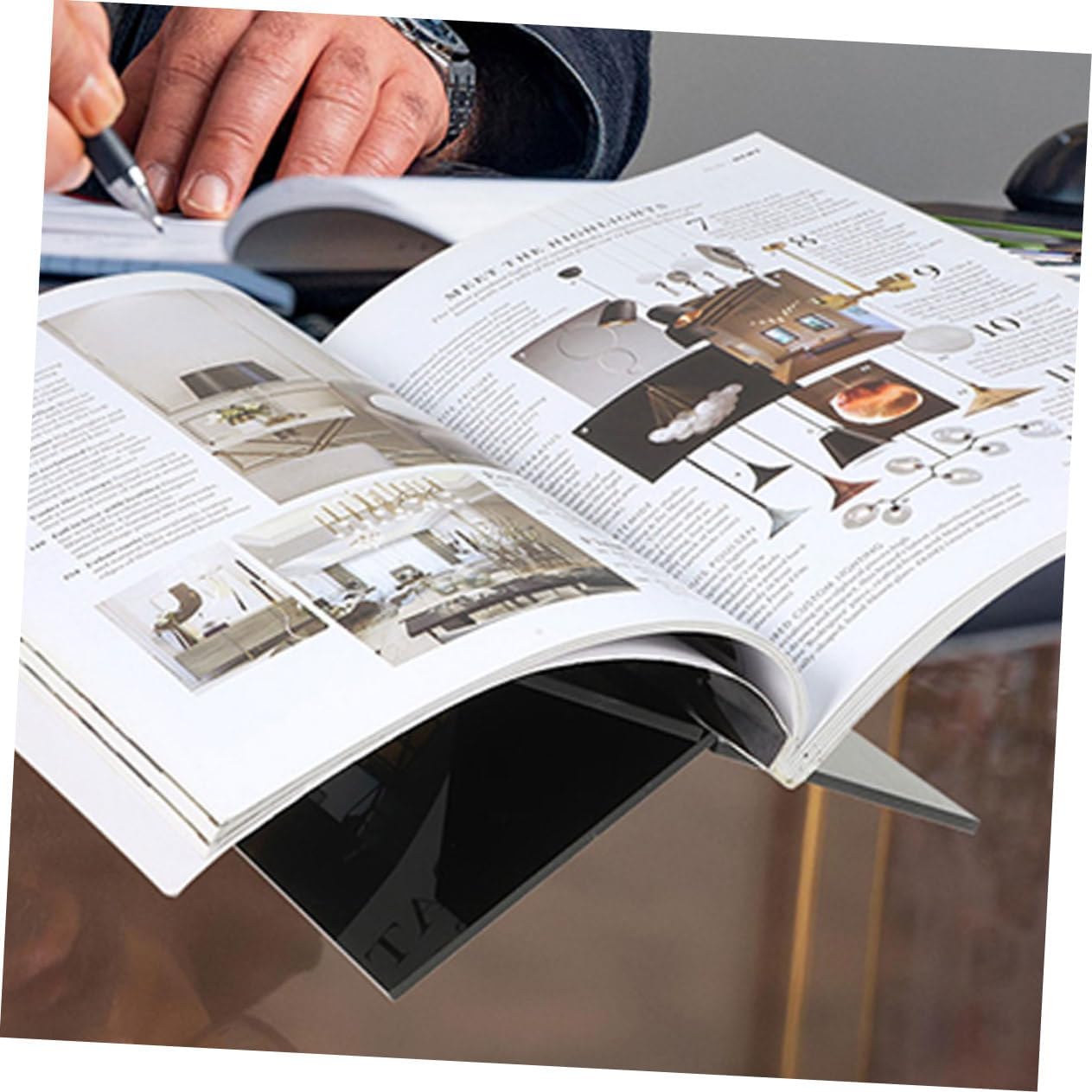 ORFOFE Minimalist Acrylic Book Holder for Cookbooks and Magazines 1
