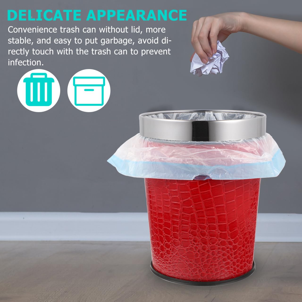 Ciieeo Leather Trash Bin Retro Style 5L Black