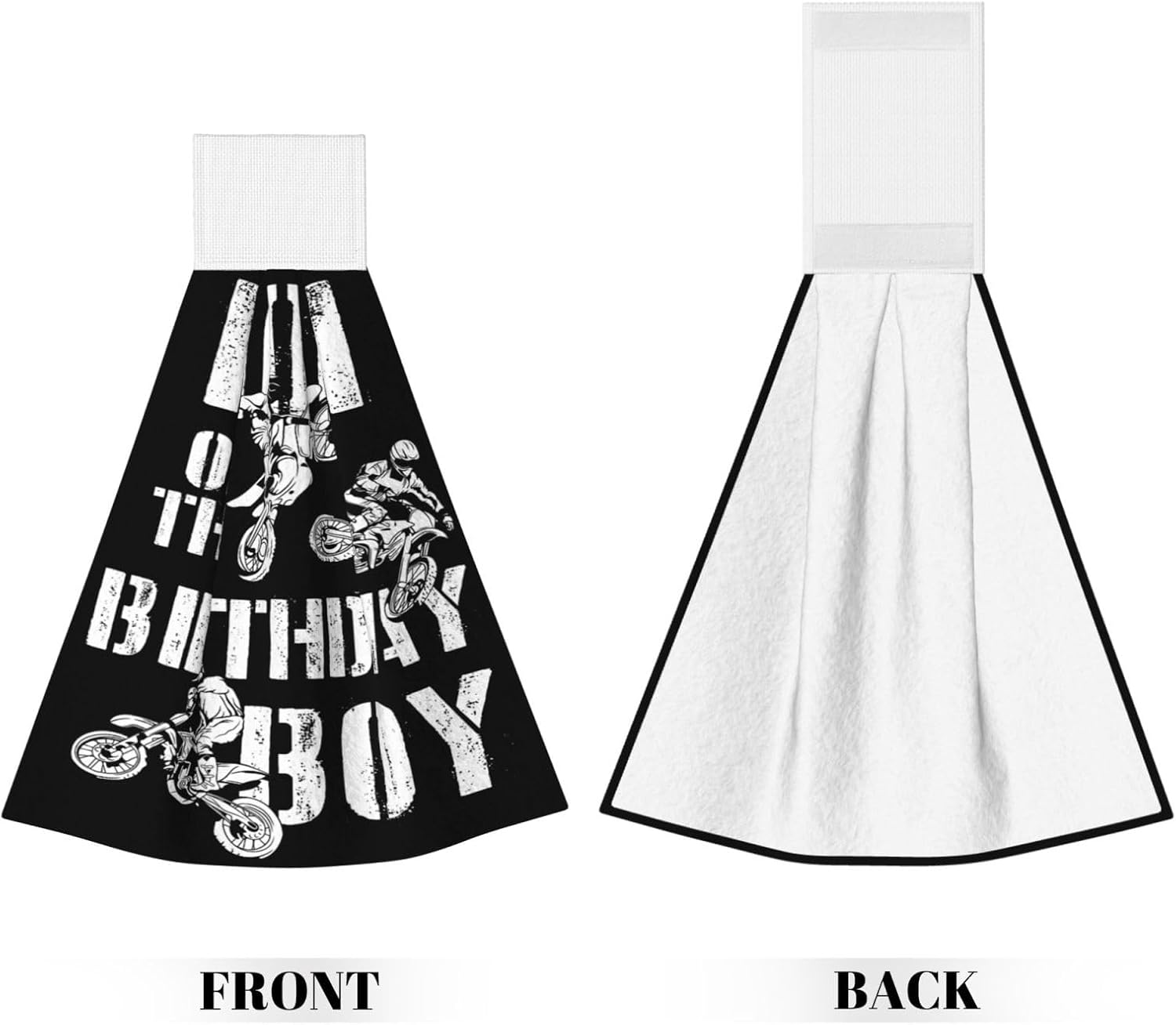 Birthday Boy Motocross Dirt Bikes Dish Cloths with Hook Loop