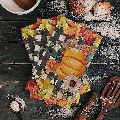 ZOE GARDEN Autumn Pumpkin Kitchen Dish Towels 18x28 Rustic Farmhouse Design 1-PC