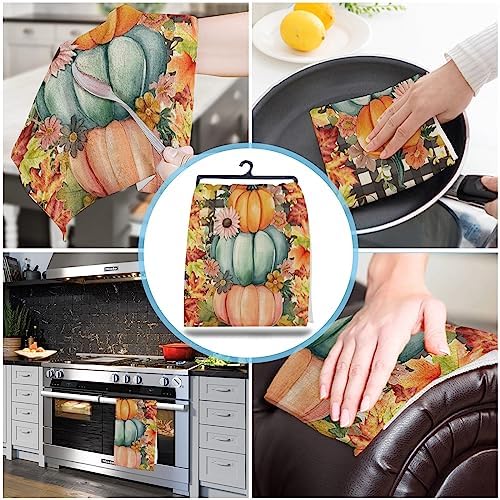 ZOE GARDEN Autumn Pumpkin Kitchen Dish Towels 18x28 Rustic Farmhouse Design 1-PC