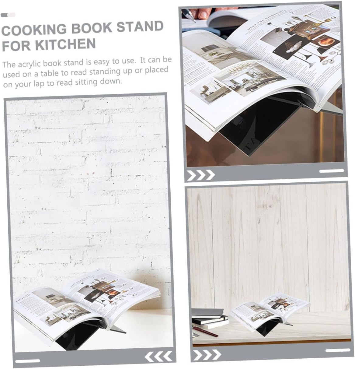 ORFOFE Minimalist Acrylic Book Holder for Cookbooks and Magazines 1