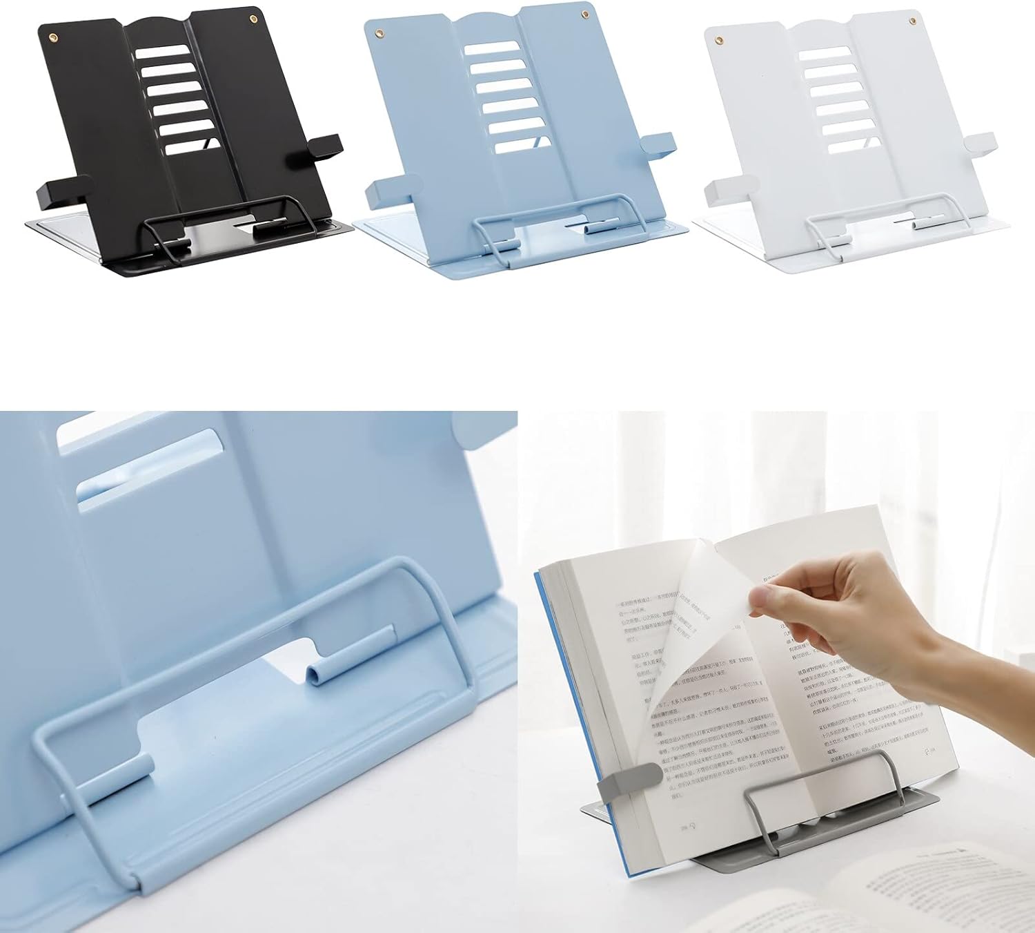 Book Stand Desk Metal Holder with 6 Positions