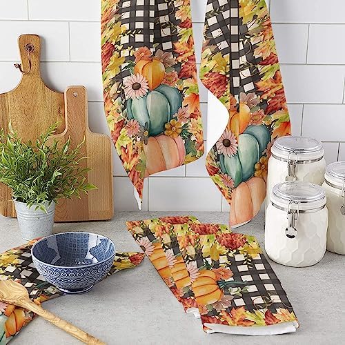 ZOE GARDEN Autumn Pumpkin Kitchen Dish Towels 18x28 Rustic Farmhouse Design 1-PC