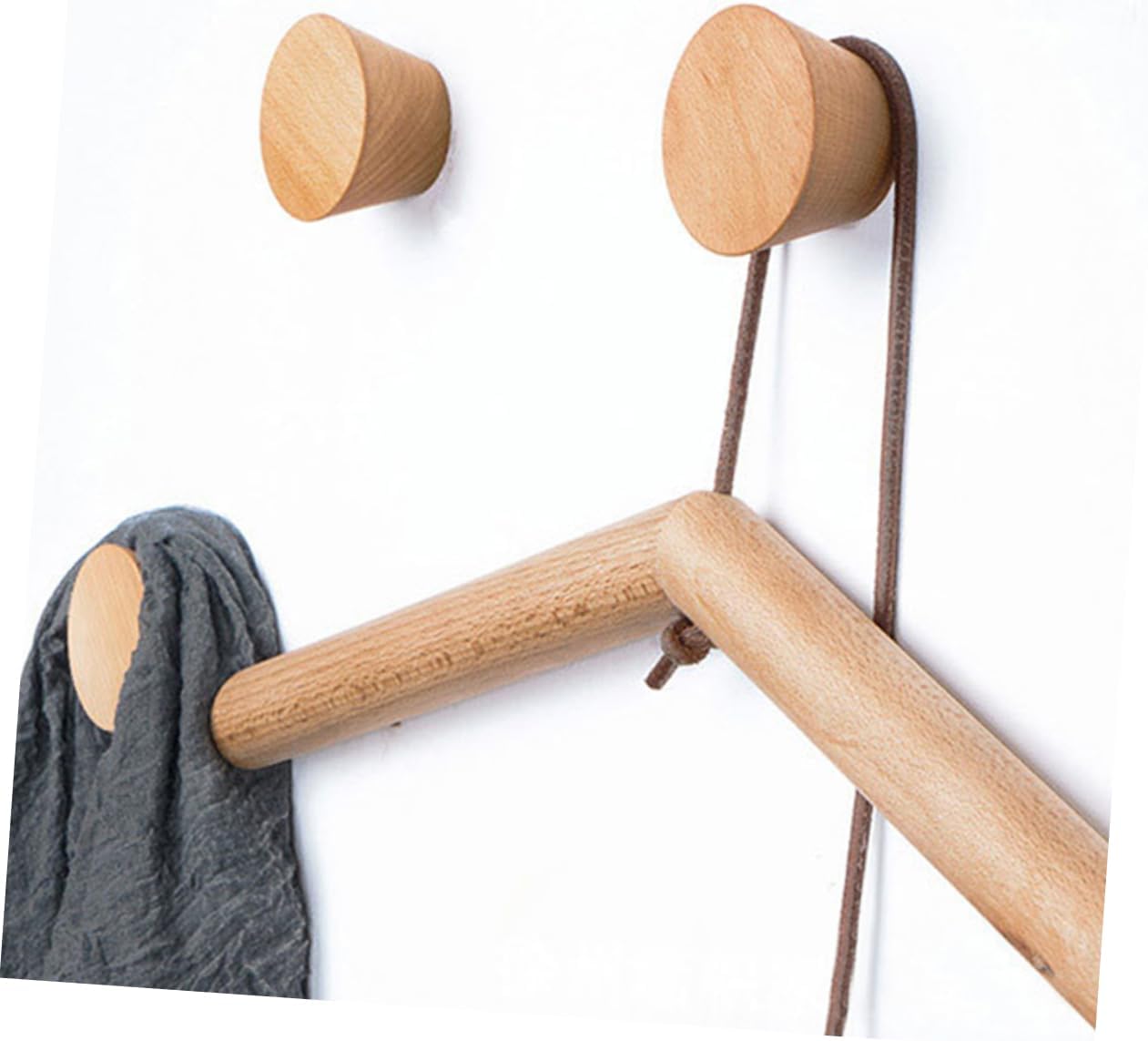 Happyyami 3Pcs Beech Wooden Wall Hooks