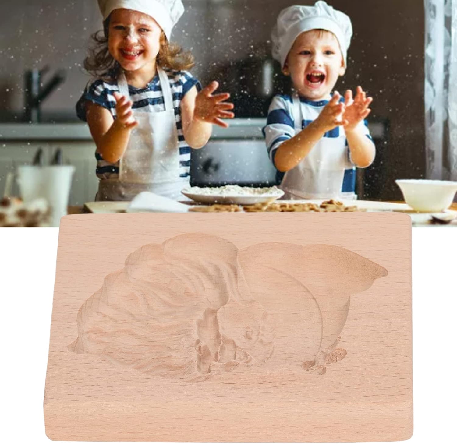 DMLENGOIN 3D Wooden Cookie Cutters Holiday Baking Tool