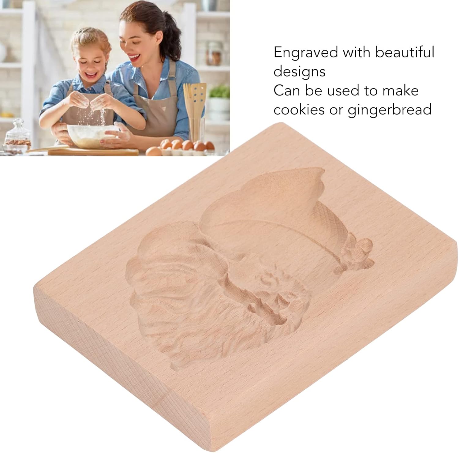 DMLENGOIN 3D Wooden Cookie Cutters Holiday Baking Tool