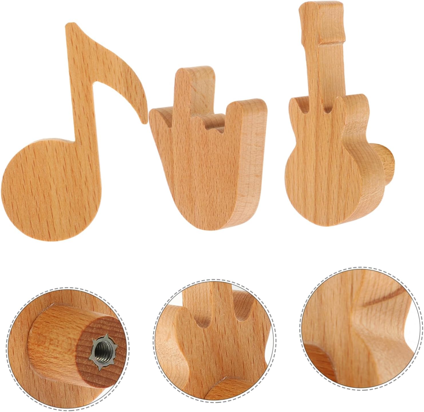 3Pcs ULTECHNOVO Wood Wall Hooks Minimalist Coat Towel Hangers