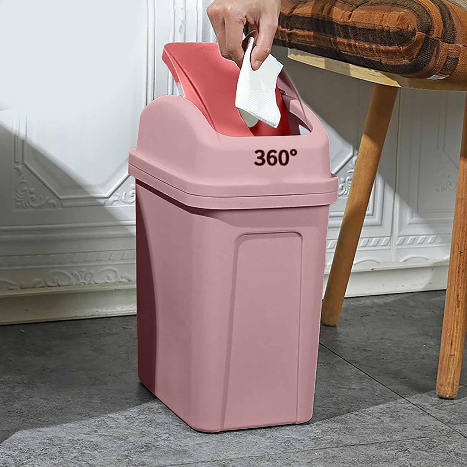 4 Gallon Swing Top Trash Can in Pink