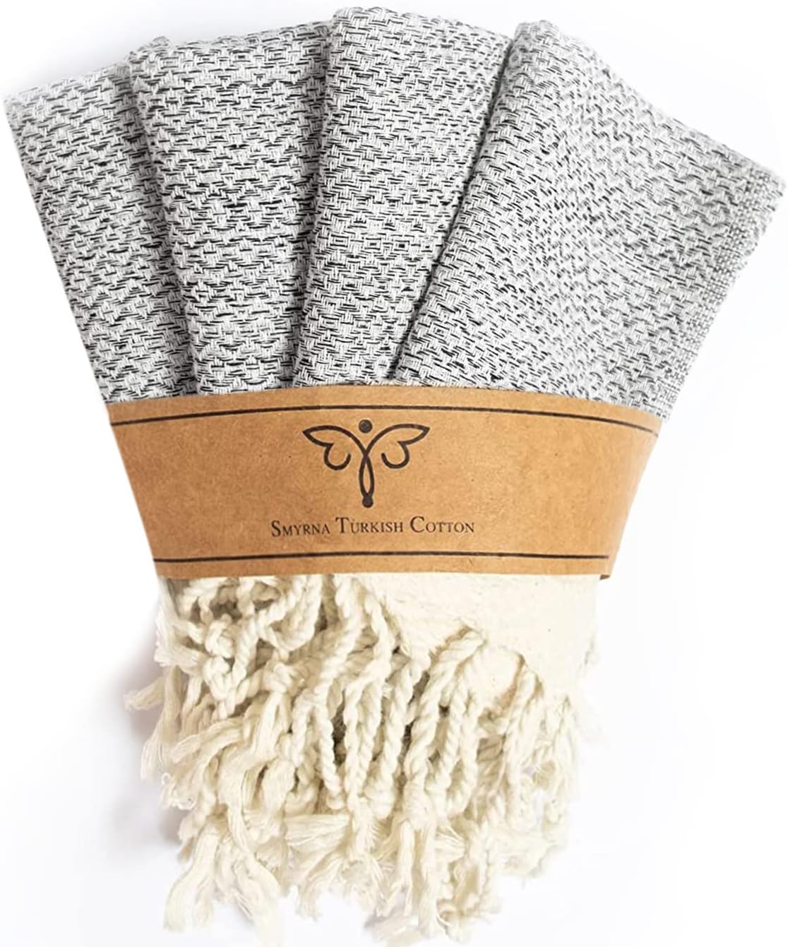 SMYRNA Turkish Cotton Dish Towels Pack of 4 12x12 Inch Gray