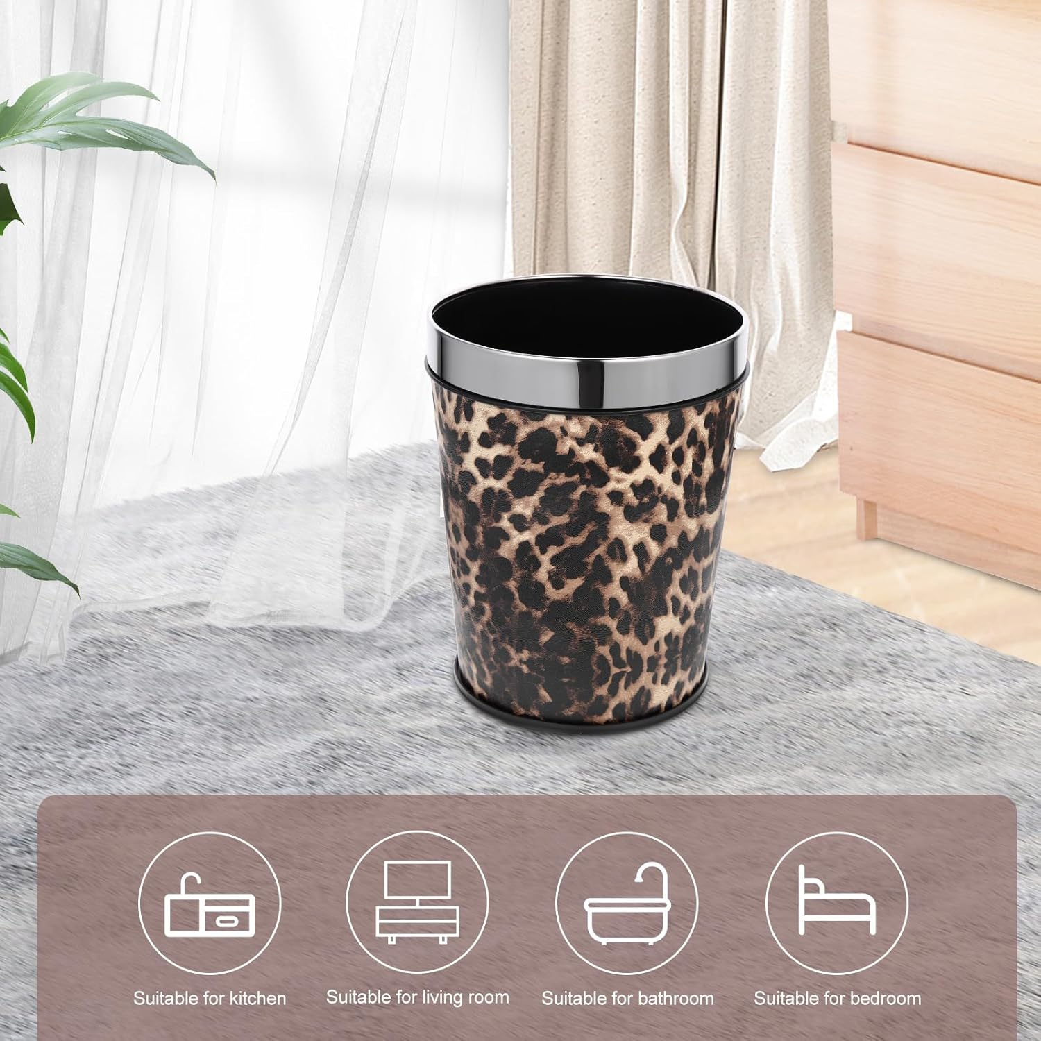 COHEALI 5L Metal Trash Can with Fixed Bag Ring
