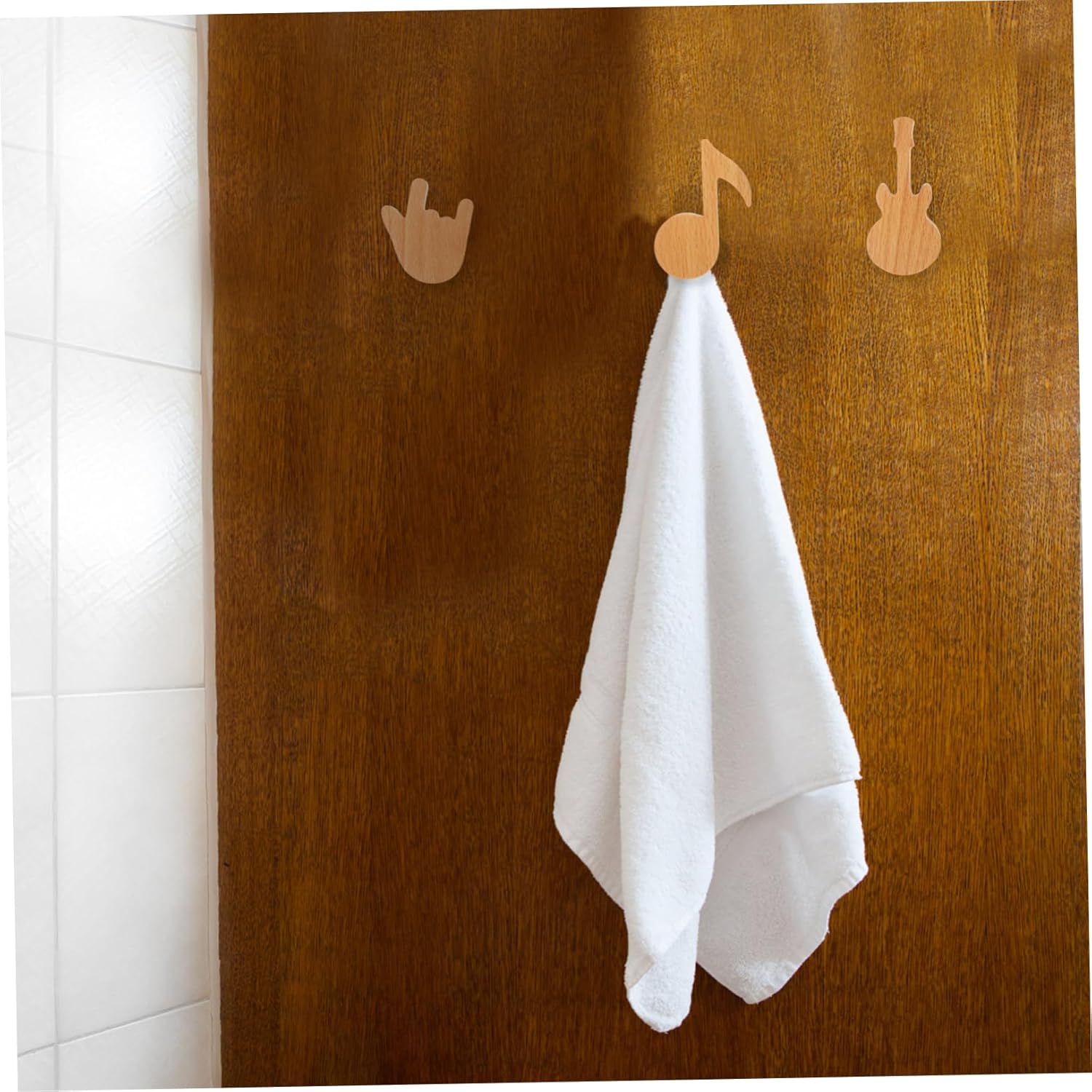 3Pcs Wall Mounted Wood Hooks for Hats Keys and Clothes