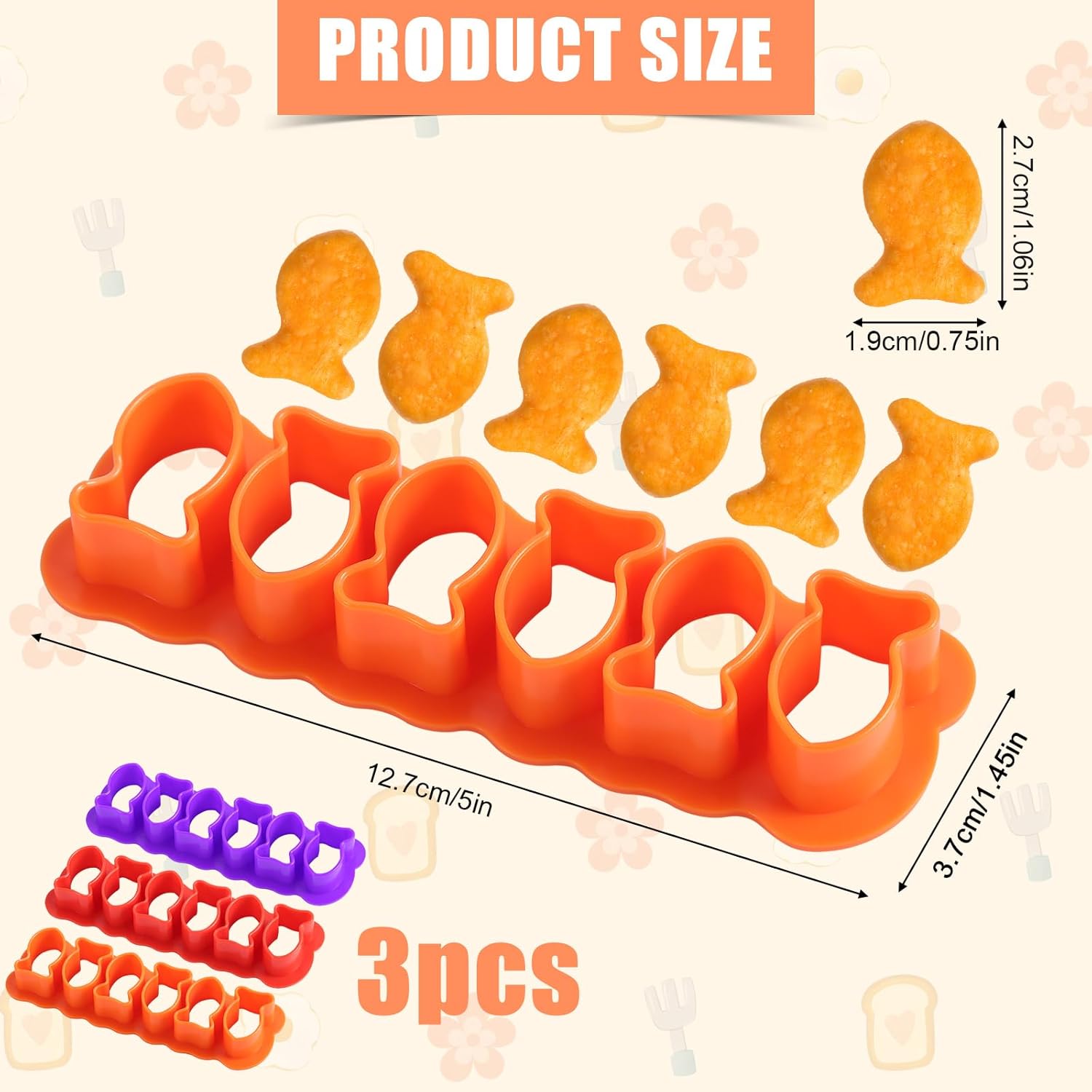 3pcs Goldfish Cookie Cutter with 6 Fish Each