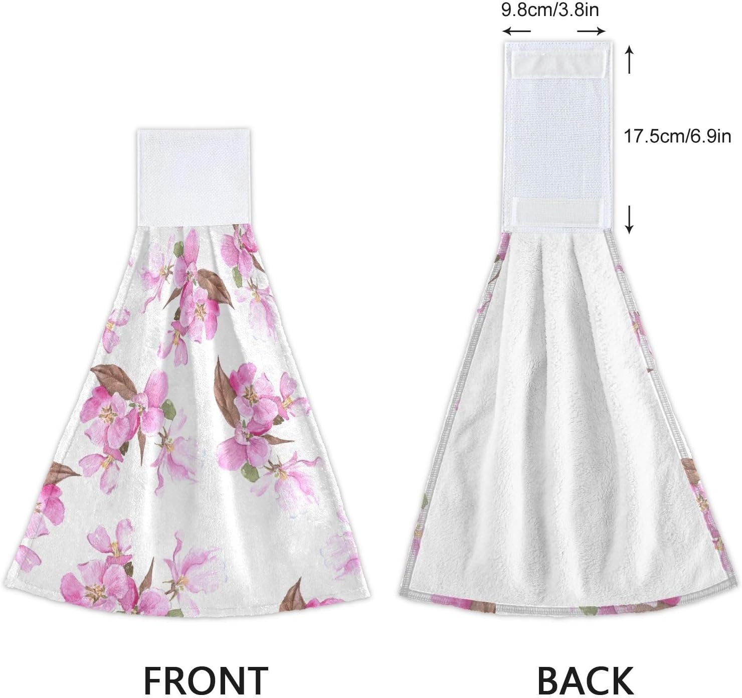 OTVEE Pink Red Apple Flowers Kitchen Towels 2 Pieces