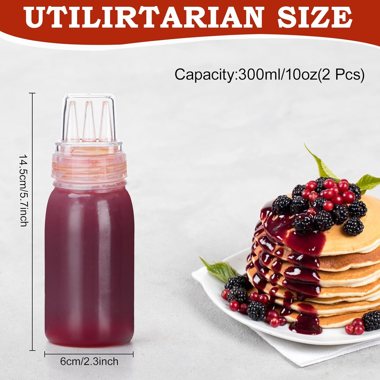 Uceoo 3-Hole Condiment Squeeze Bottles 2 Pack with 2 Funnels