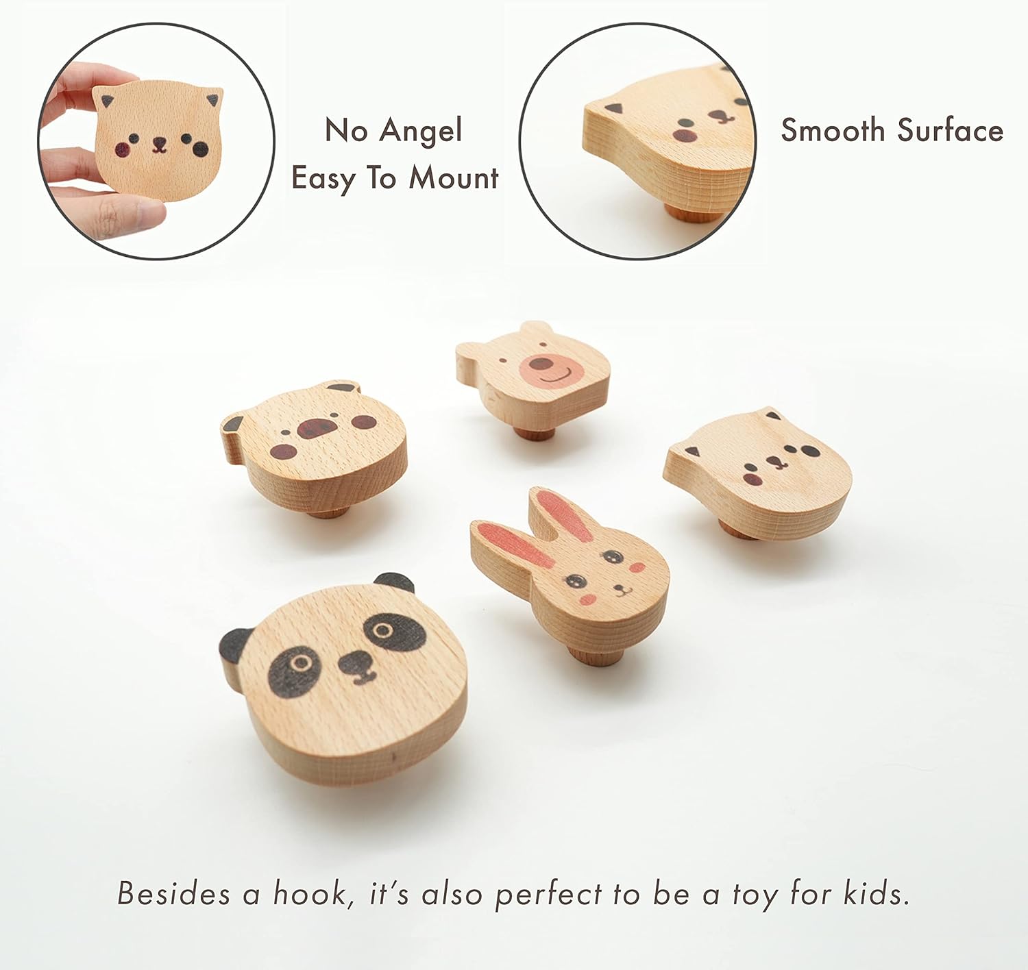WONQEXZ Set of 5 Wooden Animal Wall Hooks