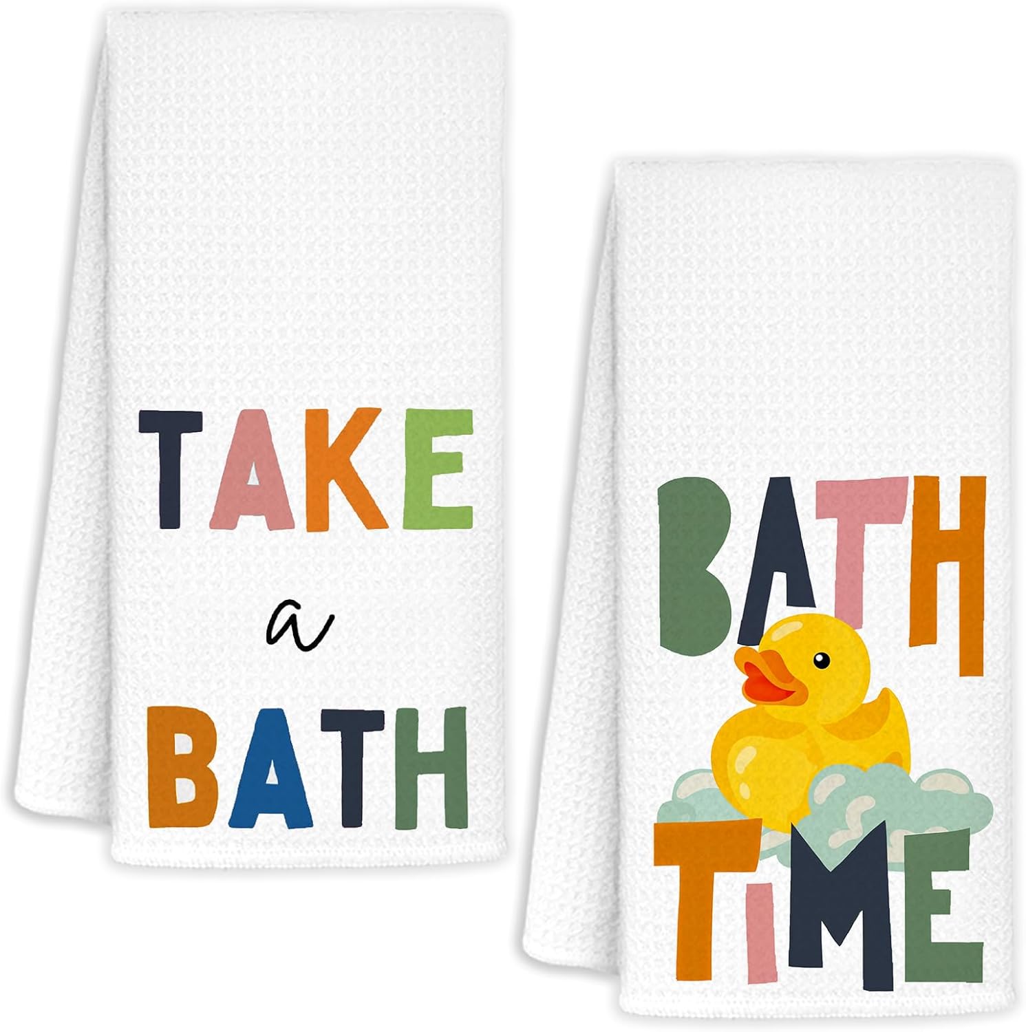 AQYIP Rubber Duck Towel Set 16x24 Inch for Bathroom Kitchen
